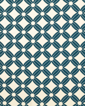 Popeline de Viscose Losange Sixties Bleu Canard - Mercerine