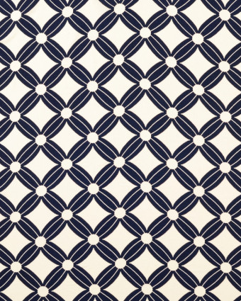 Popeline de Viscose Losange Sixties Bleu Marine - Mercerine