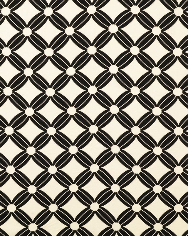 Popeline de Viscose Losange Sixties Noir - Mercerine