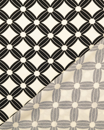 Popeline de Viscose Losange Sixties Noir - Mercerine