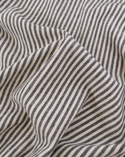 Tissu Coton Epais Tissé Fines Rayures Indigo - Mercerine