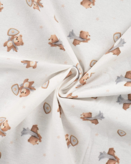 Flanelle Imprimée Ecrue Petit Nounours - Mercerine