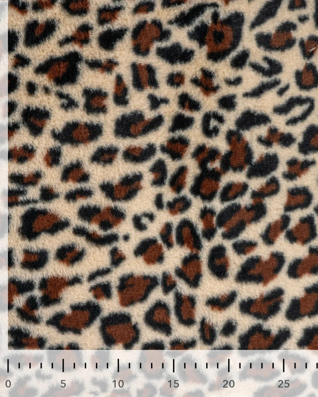 Fausse Fourrure Léopard Fond Beige - Mercerine