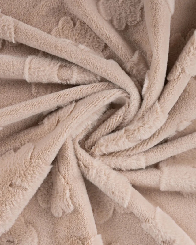 Fausse Fourrure Fleurs Ton sur Ton Taupe - Mercerine