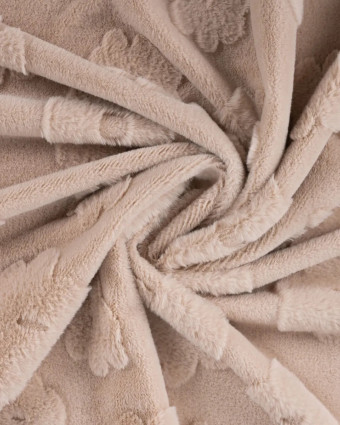 Fausse Fourrure Fleurs Ton sur Ton Taupe - Mercerine