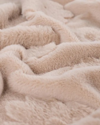 Fausse Fourrure Fleurs Ton sur Ton Taupe - Mercerine