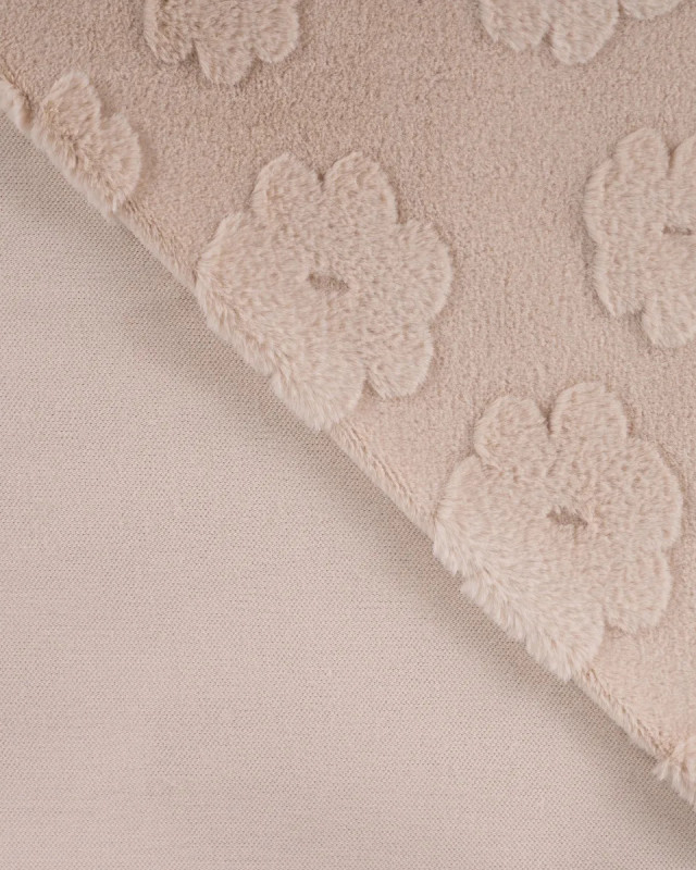 Fausse Fourrure Fleurs Ton sur Ton Taupe - Mercerine