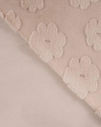 Fausse Fourrure Fleurs Ton sur Ton Taupe - Mercerine