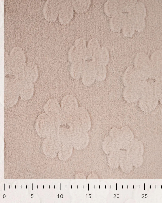 Fausse Fourrure Fleurs Ton sur Ton Taupe - Mercerine