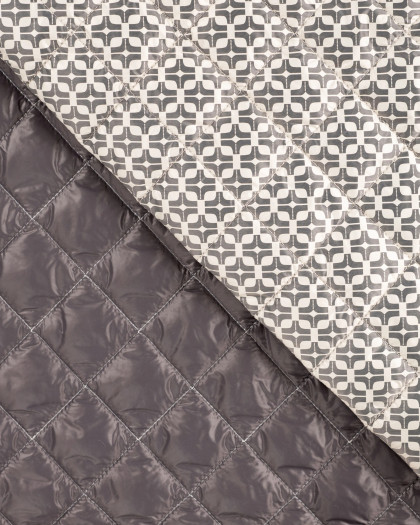 Matelassé Ecru Motif Graphique Gris - Mercerine