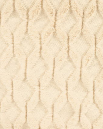 Tissu Fausse Fourrure Géométrique Envers Doudoune Noir - Mercerine