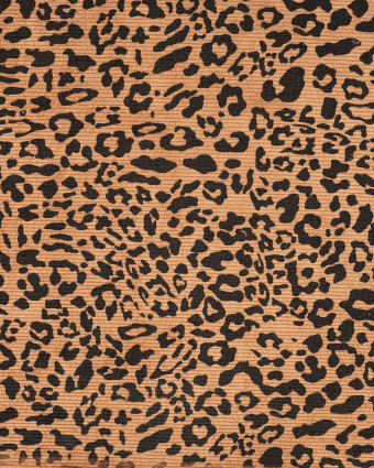 Velours Côtelé Imprimé Léopard Caramel - Mercerine