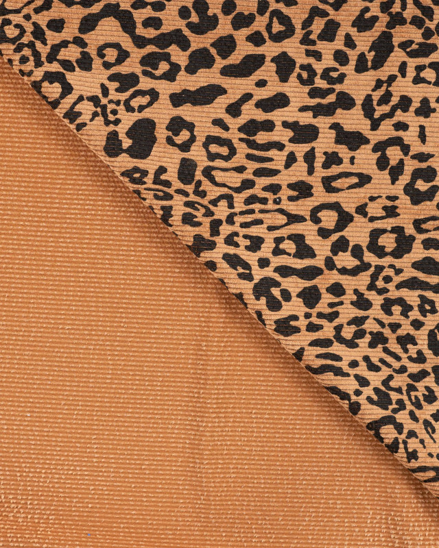 Velours Côtelé Imprimé Léopard Caramel - Mercerine