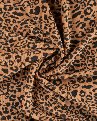 Velours Côtelé Imprimé Léopard Caramel - Mercerine