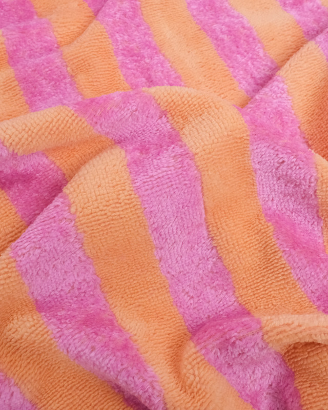Tissu Eponge Bambou à Rayures Melon et Bonbon - Mercerine