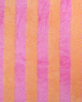 Tissu Eponge Bambou à Rayures Melon et Bonbon - Mercerine