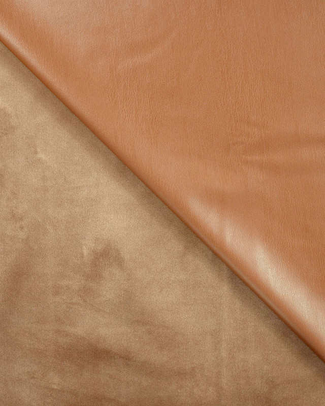 Simili Cuir Envers Velours Doux Marron Clair - Mercerine