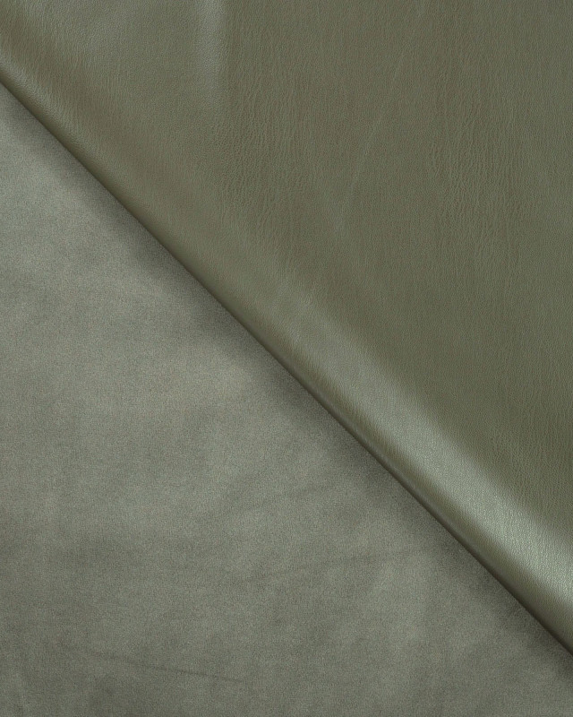 Simili Cuir Envers Velours Doux Kaki - Mercerine