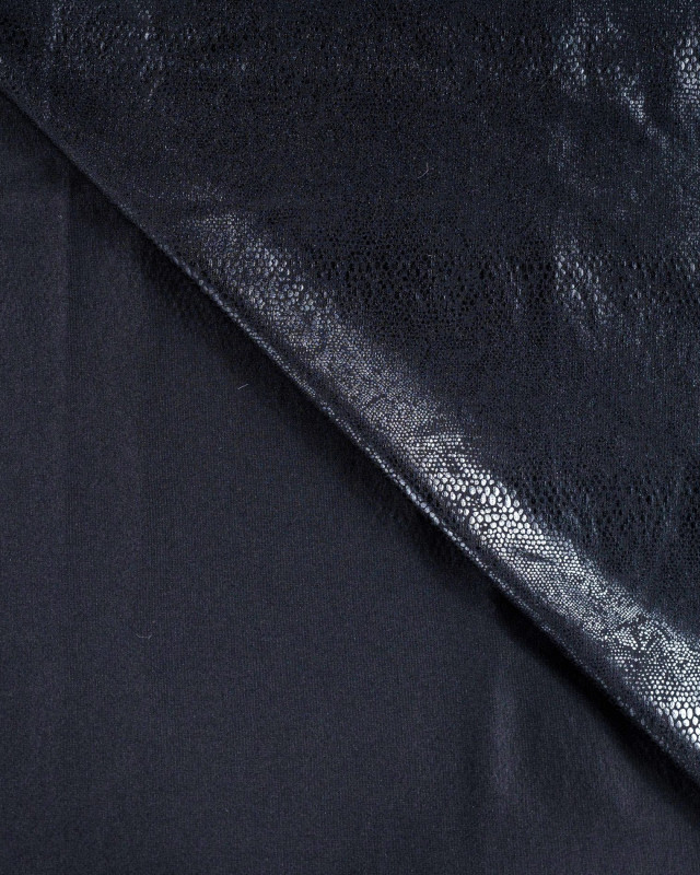 Jersey Punto Noir Motif Serpent Glossy - Mercerine