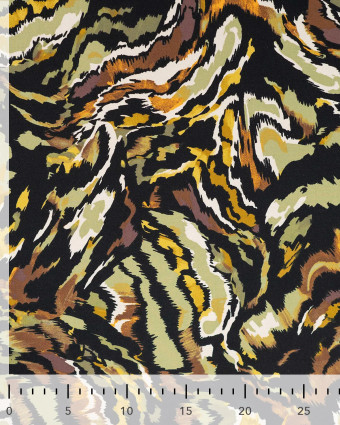Viscose Stretch Motif Abstrait Kaki et Moutarde - Mercerine