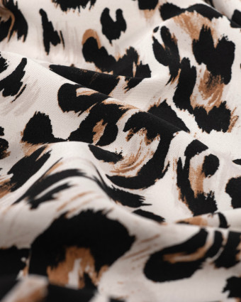 Viscose Stretch M Blanc Cassé Motif Léopard - Mercerine