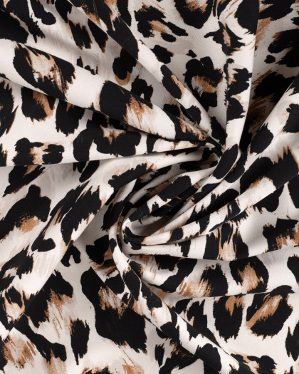 Viscose Stretch Blanc Cassé Motif Léopard - Mercerine