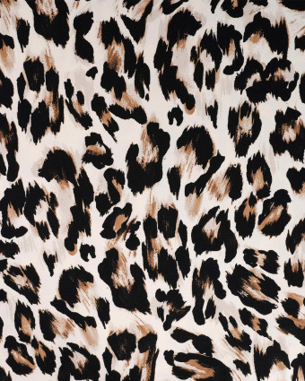 Viscose Stretch M Blanc Cassé Motif Léopard - Mercerine