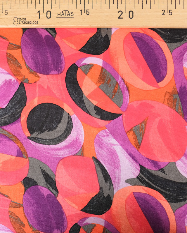 Satin de Viscose Motif Pop Rose Orange - Mercerine