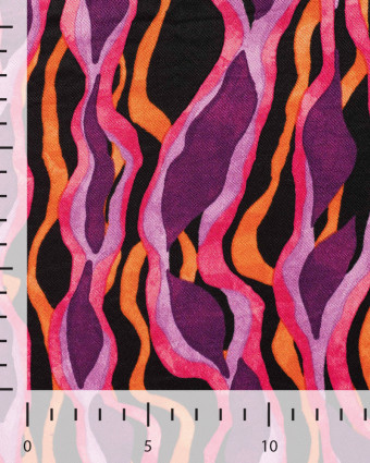 Satin de Viscose Motif Abstrait Rose Orange - Mercerine