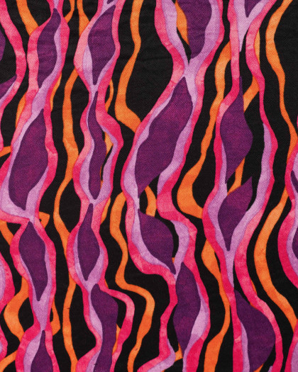 Satin de Viscose Motif Abstrait Rose Orange - Mercerine