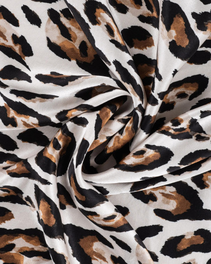 Satin de Viscose Blanc Cassé Motif Léopard - Mercerine