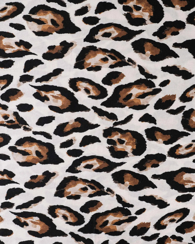 Satin de Viscose Blanc Cassé Motif Léopard - Mercerine