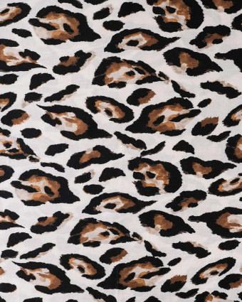 Satin de Viscose Blanc Cassé Motif Léopard - Mercerine