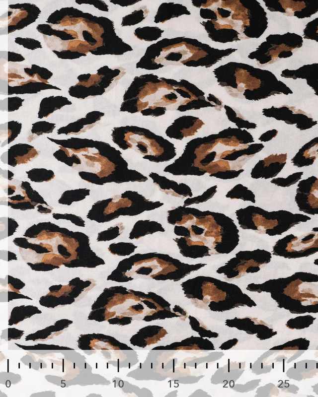 Satin de Viscose Blanc Cassé Motif Léopard - Mercerine