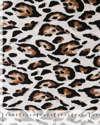 Satin de Viscose Blanc Cassé Motif Léopard - Mercerine