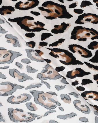Satin de Viscose Blanc Cassé Motif Léopard - Mercerine
