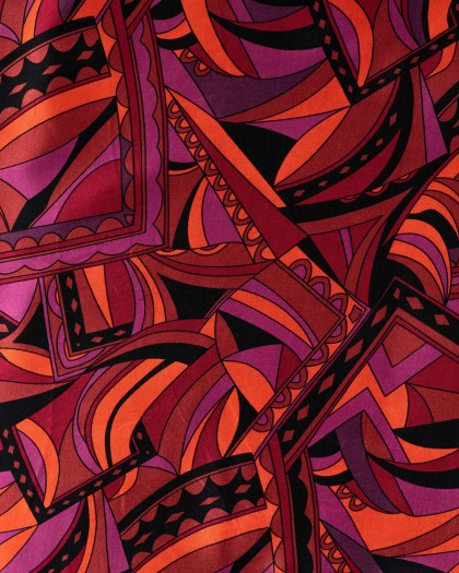 Satin De Viscose Motif Couture Rose Orange - Mercerine