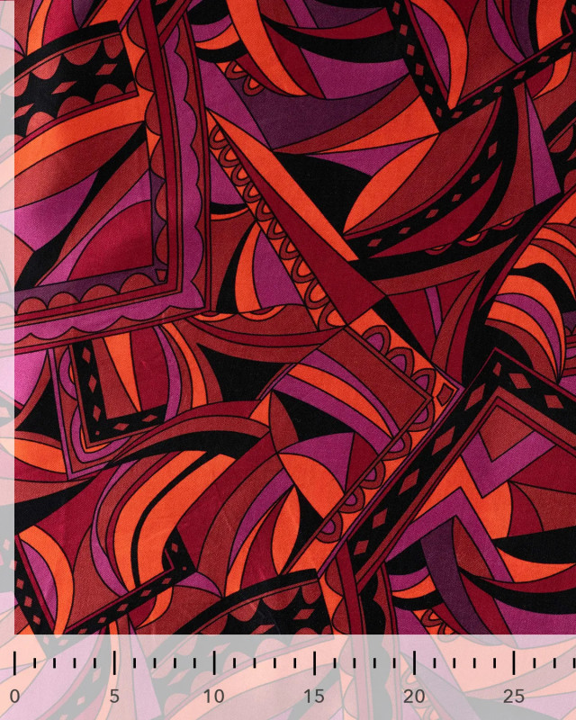 Satin De Viscose Motif Couture Rose Orange - Mercerine