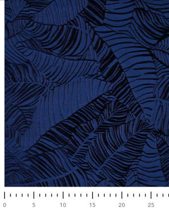 Viscose Jacquard Motif Feuillage Ton sur Ton Bleu Marine - Mercerine