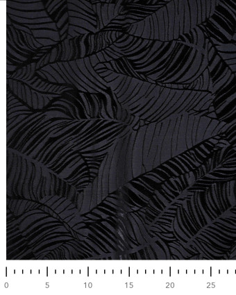 Viscose Jacquard Motif Feuillage Ton sur Ton Noir - Mercerine