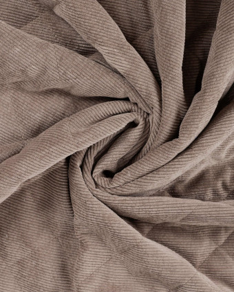 Tissu Matelassé Velours Côtelé Envers Sherpa Taupe Foncé - Mercerine
