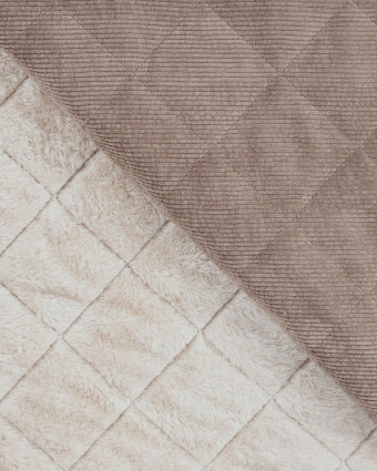 Tissu Matelassé Velours Côtelé Envers Sherpa Taupe Foncé - Mercerine