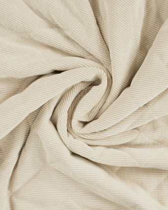 Tissu Matelassé Velours Côtelé Envers Sherpa Beige Clair - Mercerine