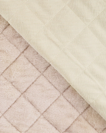 Tissu Matelassé Velours Côtelé Envers Sherpa Beige Clair - Mercerine