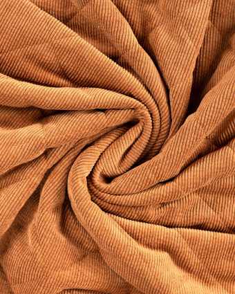 Tissu Matelassé Velours Côtelé Envers Sherpa Cognac - Mercerine