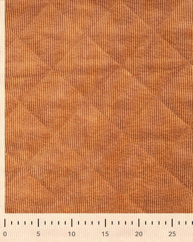 Tissu Matelassé Velours Côtelé Envers Sherpa Cognac - Mercerine