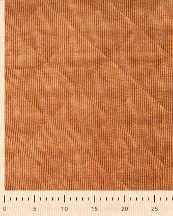 Tissu Matelassé Velours Côtelé Envers Sherpa Cognac - Mercerine