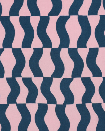 Tissu Viscose Ecovero Motif Abstrait Rose et Bleu - Mercerine