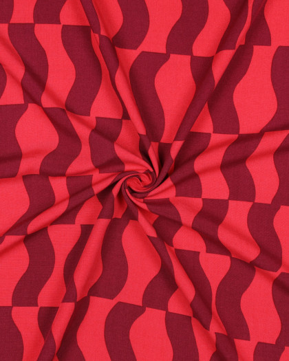 Viscose Ecovero Motif Abstrait Cerise - Mercerine