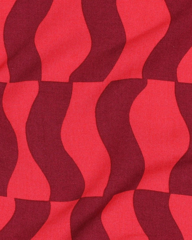 Tissu Viscose Ecovero Motif Abstrait Cerise - Mercerine